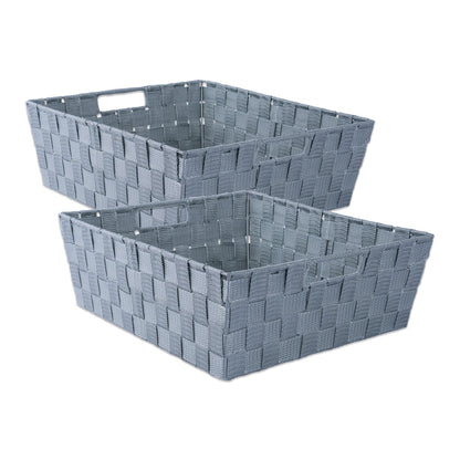 DII Duradero contenedor de almacenamiento de nailon tejido trapezoidal o canasta para organizar tu hogar, oficina o armarios, Gris, Bandeja, 1, 1