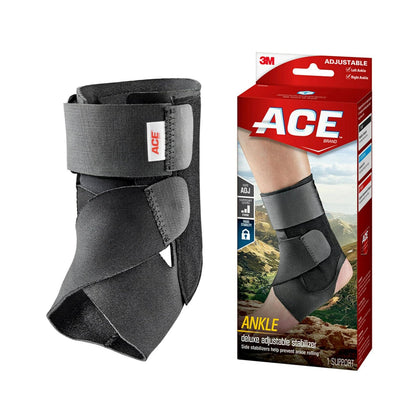 ACE Soporte de Tobillo de Compresión Ajustable, Talla Única - Estabilizador Deluxe