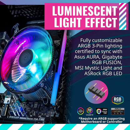 Cooler Master i70C LGA1700 Enfriador de Aire CPU | ARGB 120 mm PWM, aluminio anodizado negro, inserto cobre, 95 W TDP, perfil bajo 70 mm