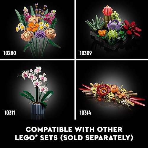 LEGO® Icons 10313 Ramo de Flores Silvestres, Bloques de Construcción para Adultos, Idea Regalo para Mujeres y Hombres, Decoración Hogar u Oficina (939 Piezas)
