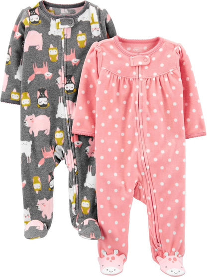 Simple Joys by Carter's - Juego de 2 pies de algodón y forro polar para bebé niña