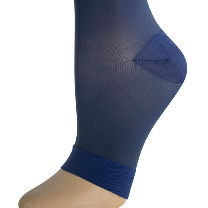 Truform - Medias de compresión transparentes para mujer, longitud hasta la rodilla, puntera abierta, 20 denier, azul, talla 3XL