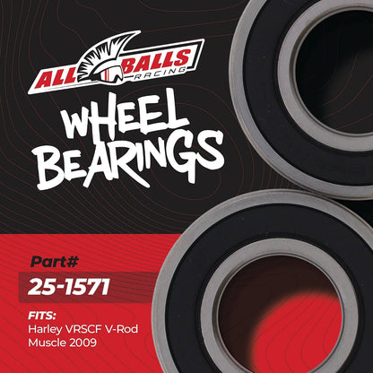All Balls 25-1571 Kit de Rodamientos de Rueda para Harley y Kawasaki Contiene 2 Rodamientos de Bolas Rojo