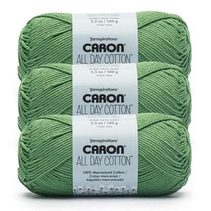 Caron All Day Cotton Mercerizado | Paquete de 3 hilos, 100g/3.5oz, 173 yardas, color perfecto para proyectos
