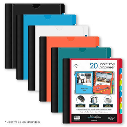 iScholar Carpeta de 20 bolsillos con bolsa con cremallera, el color puede variar (34906)