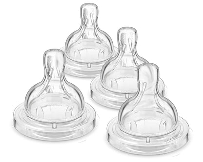 Philips Avent Tetina Anti-colic Clínicamente Comprobado Flujo 1 - RN | Alimentación ininterrumpida | Válvula anticólicos | Textura acanalada que evita colapsos | Flujo 1 RN | 4 pz | SCY761/04