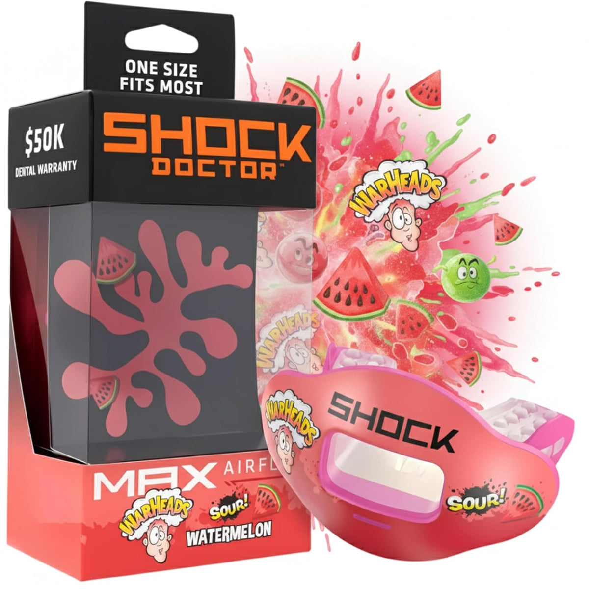 Shock Doctor Protector Bucal Max AirFlow para Fútbol, Compatible con Brackets - Multi
