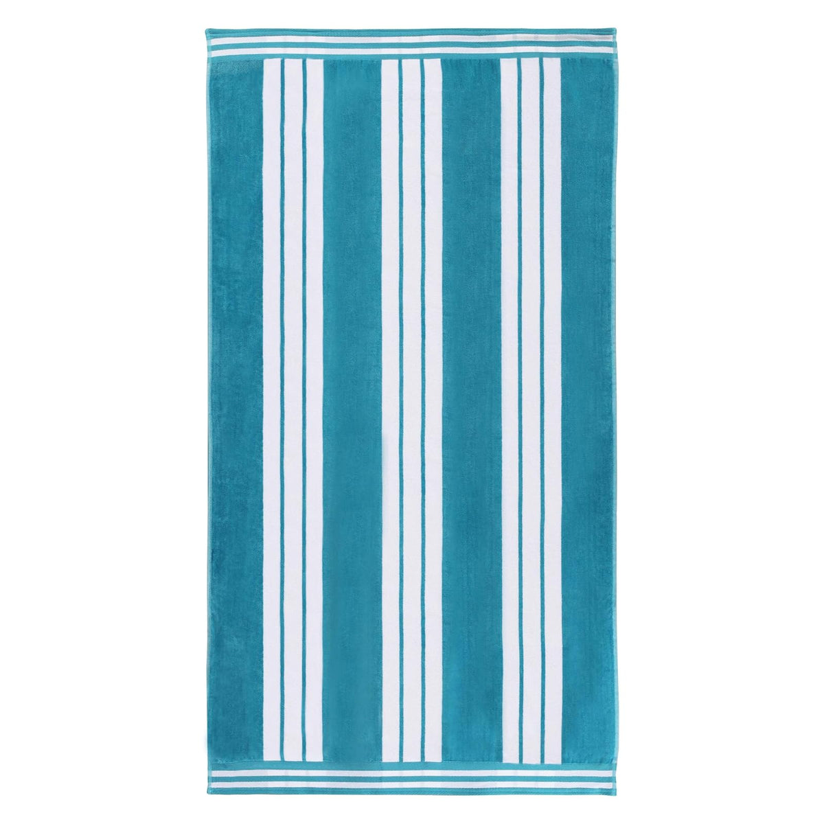 Superior Collection Luxurious Jacquard Cotton Beach Towels, Oversized, Turquoise Cabana Stripes