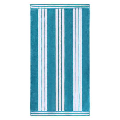 Superior Collection Luxurious Jacquard Cotton Beach Towels, Oversized, Turquoise Cabana Stripes