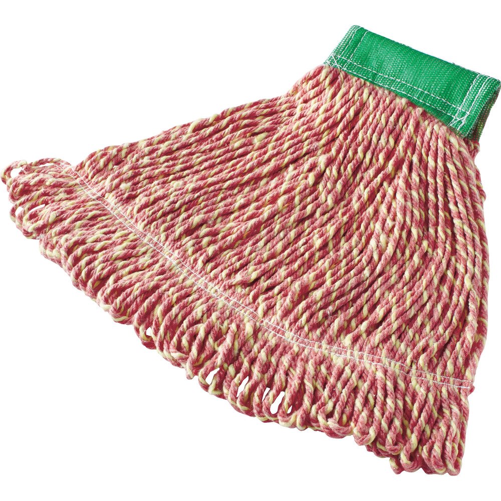 Rubbermaid Commercial Products - Reemplazo de cabeza de trapeador de mezcla súper puntada, diadema de 5 pulgadas, mediano, verde, algodón/sintético industrial mojado para limpieza de pisos, oficina,