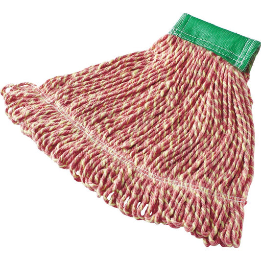 Rubbermaid Commercial Products - Reemplazo de cabeza de trapeador de mezcla súper puntada, diadema de 5 pulgadas, mediano, verde, algodón/sintético industrial mojado para limpieza de pisos, oficina,