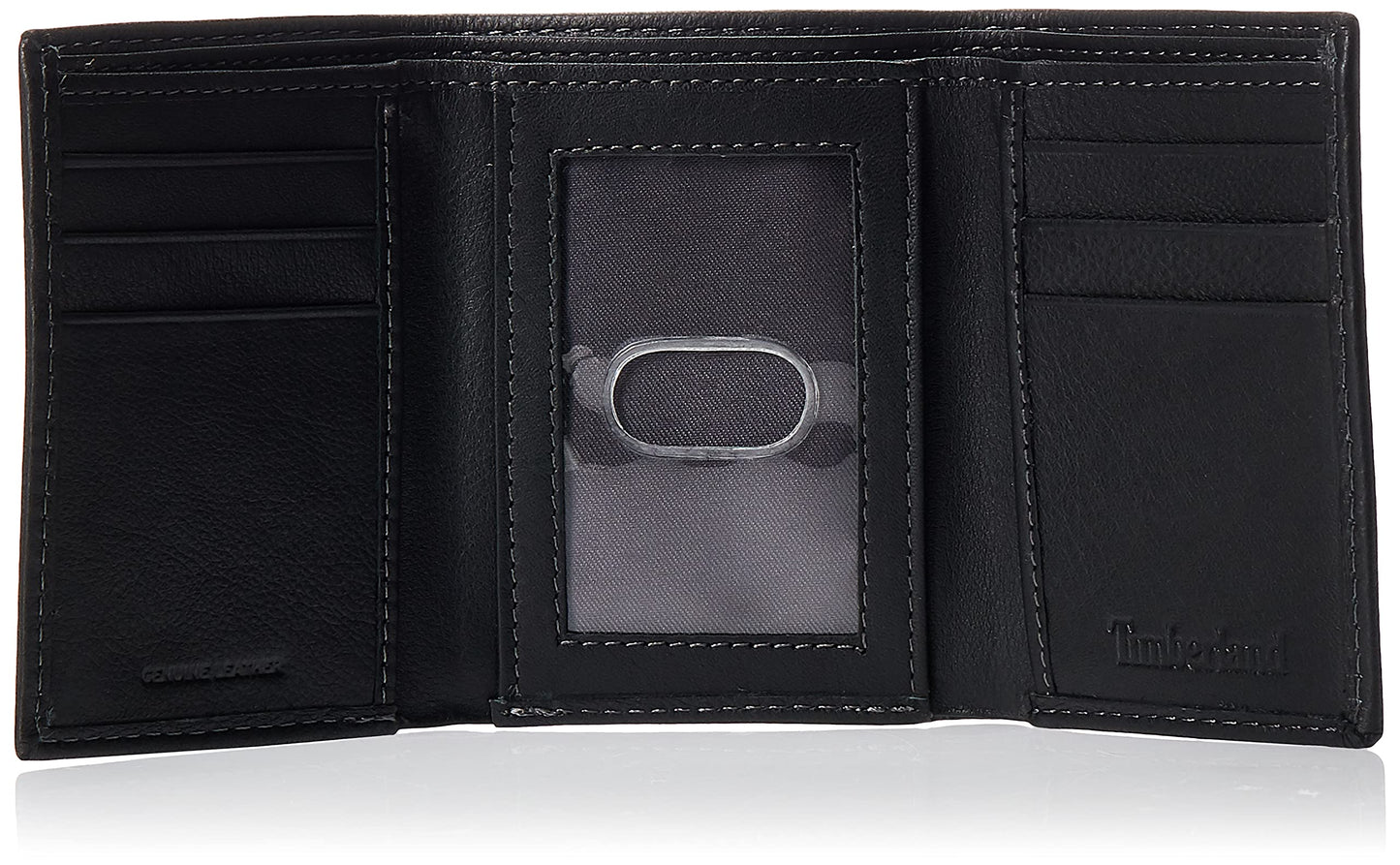 Timberland portafolios triple de piel para hombre con ventana de identificación, Negro, Talla única