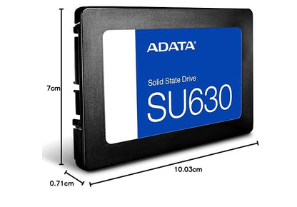ADATA Unidad de Estado Sólido SSD SU630 480 GB 3D NAND , SATA III,QLC,2.5",520 MB/s de lectura y 450 MB/s de escritura