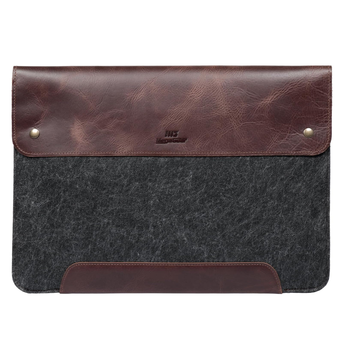 MegaGear - Bolso para Macbook 13.3" & 14" en Cuero auténtico y Lana