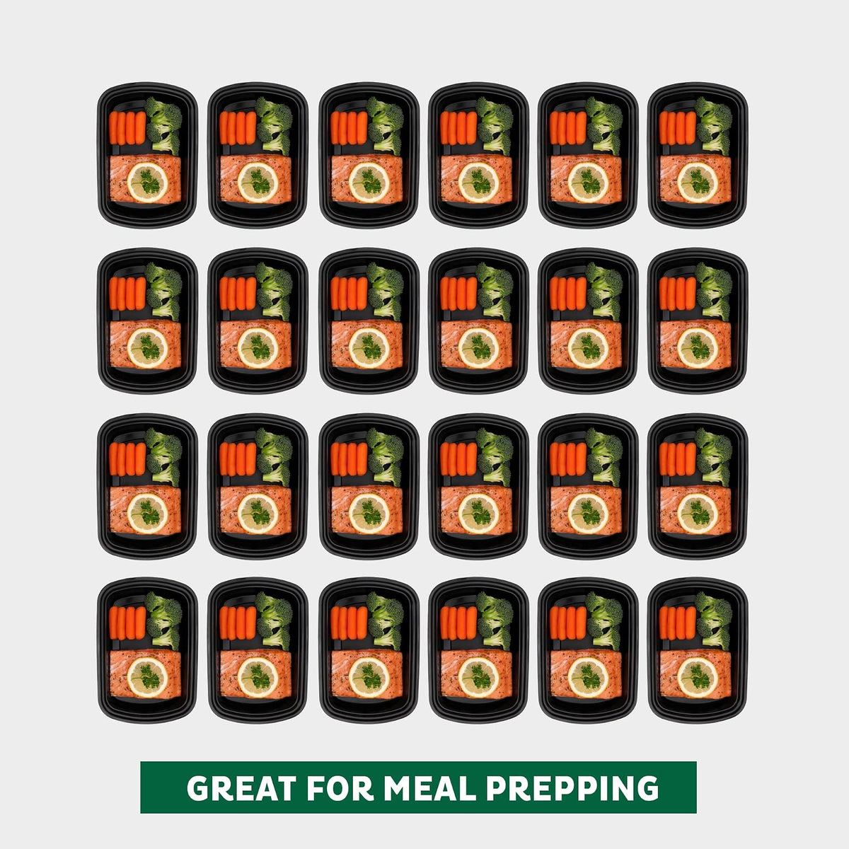 Freshware - Recipientes para preparación de comidas [45 unidades] 1 compartimento con tapas, recipientes de almacenamiento de alimentos, caja bento, sin BPA, apilables, aptos para