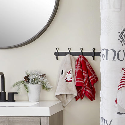 SKL Home - Juego de 2 Toallas de Mano de gnomo navideño/Invierno, para baño, Cocina, Bar y Regalo, Gris/Rojo