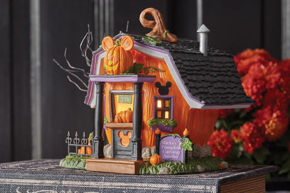 Department 56 Disney Village Halloween Pumpkintown Mickey Mouse Tallado Estudio Iluminado Edificio, 14.0cm, Multicolor