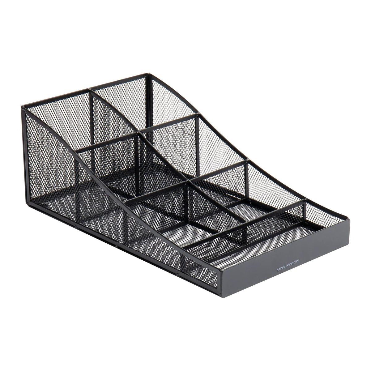 Mind Reader Cup and Condiment Station, Countertop Organizer, Coffee Bar, Kitchen, Metal Mesh, 8.5"L x 14.5"W x 5.25"H, Black