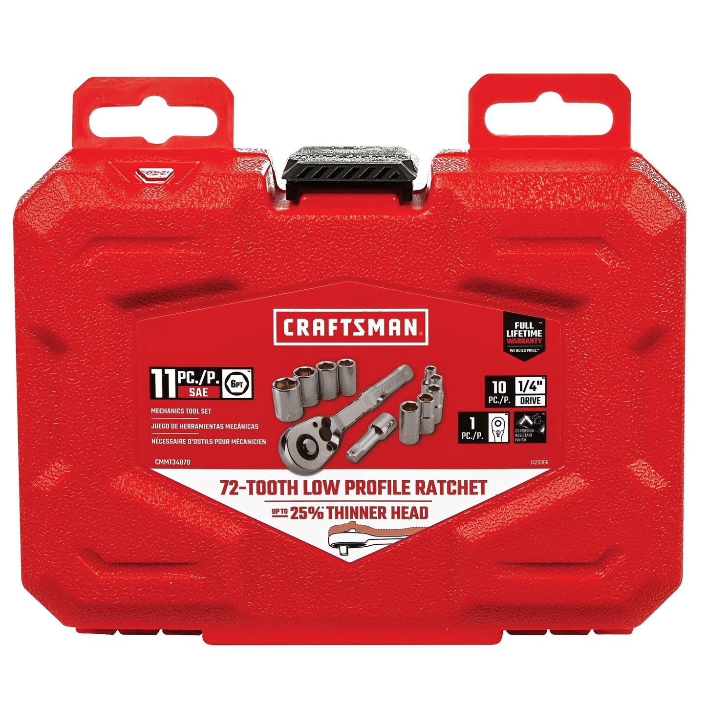 CRAFTSMAN Juego de herramientas para mecánicos, milimétrica, con entrada de 1/4 de pulgada 11 piezas (CMMT34870)