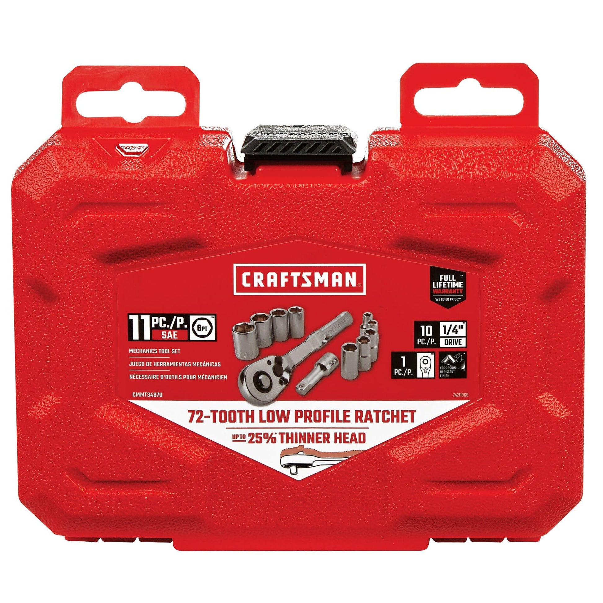 CRAFTSMAN Juego de herramientas para mecánicos, milimétrica, con entrada de 1/4 de pulgada 11 piezas (CMMT34870)