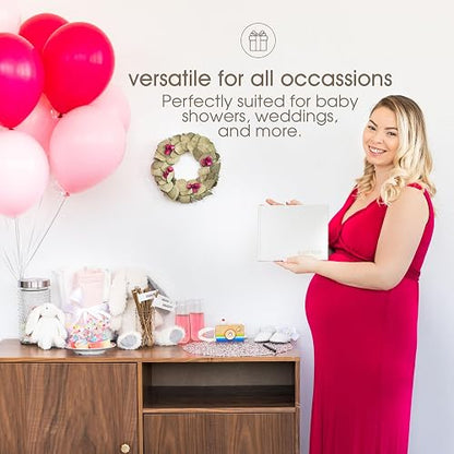 Pearhead - Libro de visitas para baby shower, clásico de género neutro para baby shower, bodas, fiestas y eventos, lino marfil con estampado dorado, 100 páginas en blanco