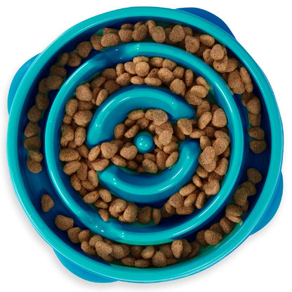 Outward Hound Fun Feeder Slo Bowl, Slow Feeder Dog Bowl, Medium, Turquoise