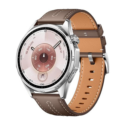 HUAWEI Watch GT 6 Smartwatch 46mm Reloj Inteligente Hombre, Gris | 1.47''AMOLED Pantalla, 21 Días de Batería, Ciclismo, GPS, NFC, ECG, SpO2, iOS y Android, Correa de cuero compuesto
