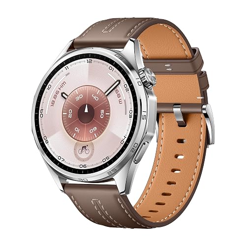 HUAWEI Watch GT 6 Smartwatch 46mm Reloj Inteligente Hombre, Gris | 1.47''AMOLED Pantalla, 21 Días de Batería, Ciclismo, GPS, NFC, ECG, SpO2, iOS y Android, Correa de cuero compuesto