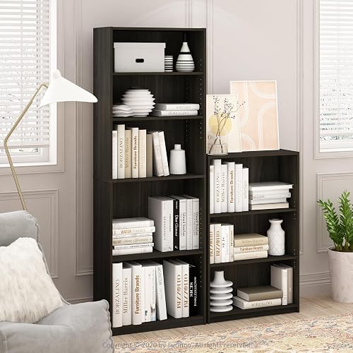 Furinno Jaya Librero Organizador de 5 Estantes para Sala, Oficina o Recámara, Color Espresso
