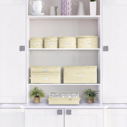 Sorbus China Storage Containers - 5 Pc Quilted Set for Moving & Transporting Dinnerware, Dishes, Round Plates, Glassware, Cups & Mugs with Felt Plate Protectors - Fine China Glass, Plate Storage Cases