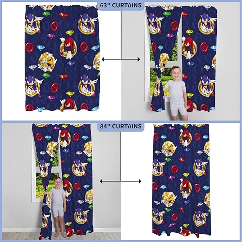 Franco - Juego de Cortinas para Ventana para habitación Infantil, 82 x 63 Pulgadas, Sonic The Hedgehog, Anime