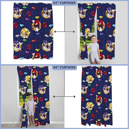 Franco - Juego de Cortinas para Ventana para habitación Infantil, 82 x 63 Pulgadas, Sonic The Hedgehog, Anime