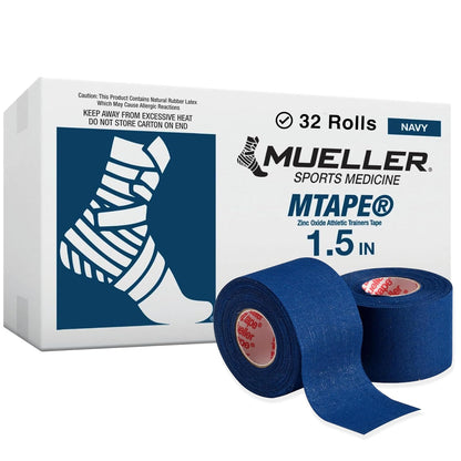 MUELLER Sports Medicine MTape - Paquete de Rollos de Cinta Deportiva de Calidad, fácil de rasgar para una Cinta rápida y eficaz, 1.5 Pulgadas x 10 Yardas por Rollo, 32 Rollos