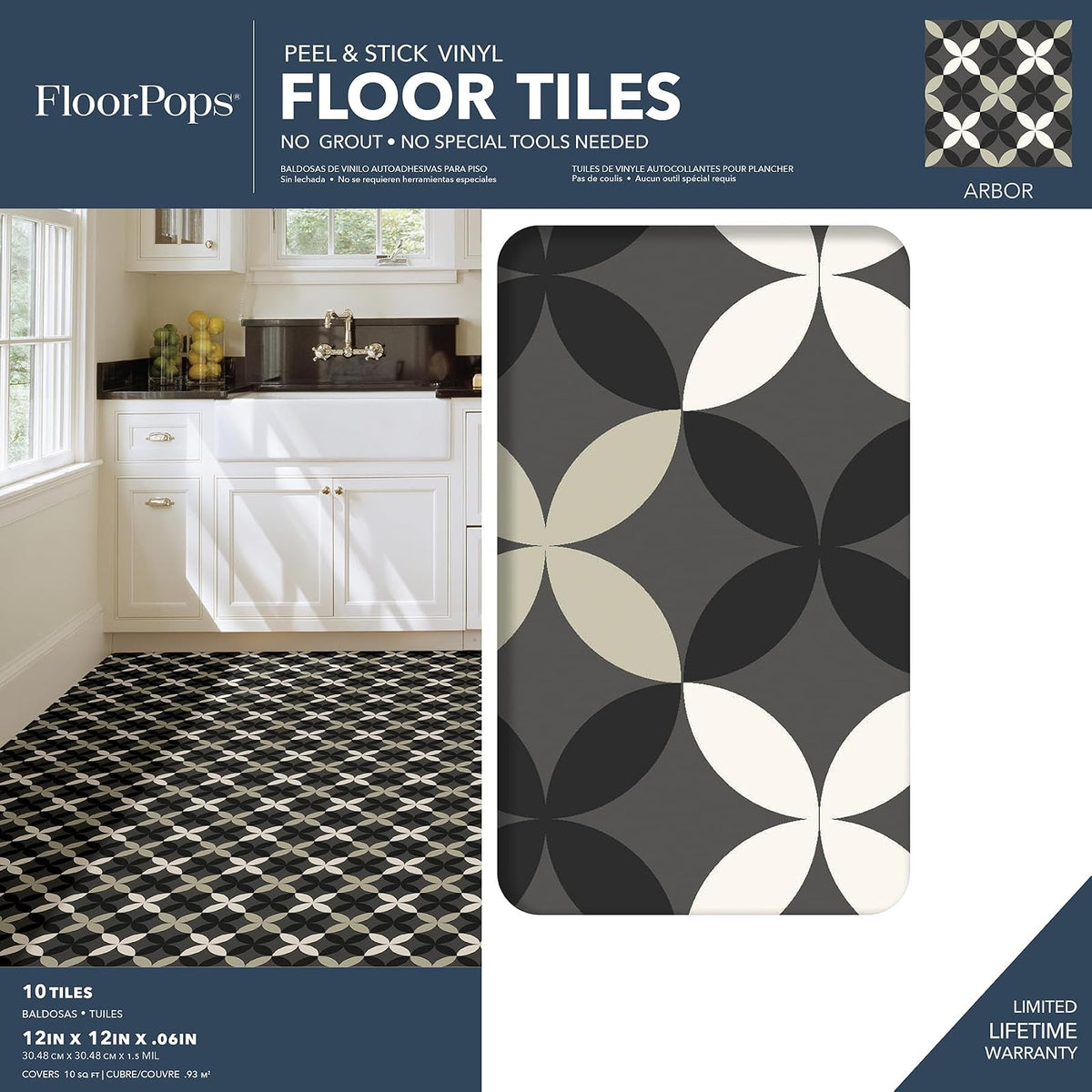 FloorPops FP3367 - Azulejos de piso para despegar y pegar, color neutro