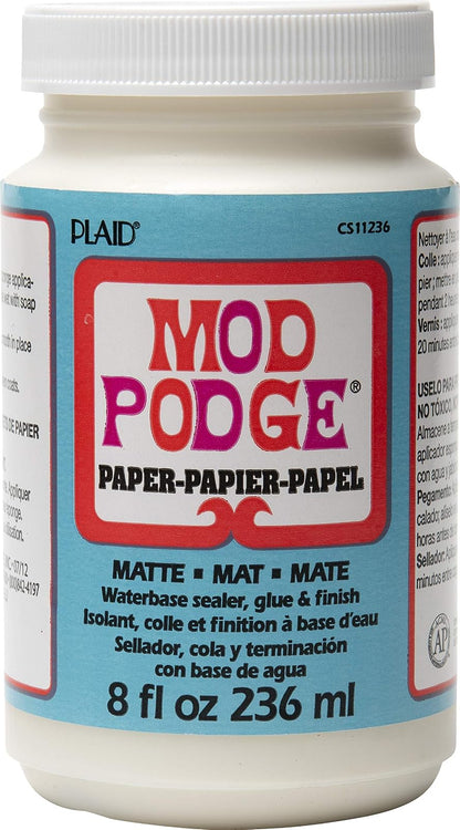 Mod Podge Sellador de base de agua, pegamento y acabado para papel (8 onzas), CS11236 acabado mate