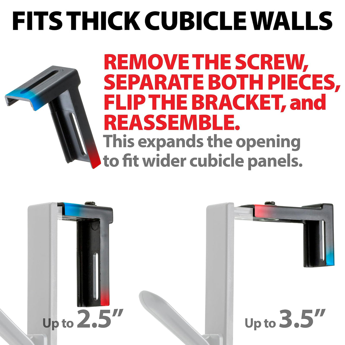 Officemate 22005 Over the Panel Double Door Hooks, charcoal