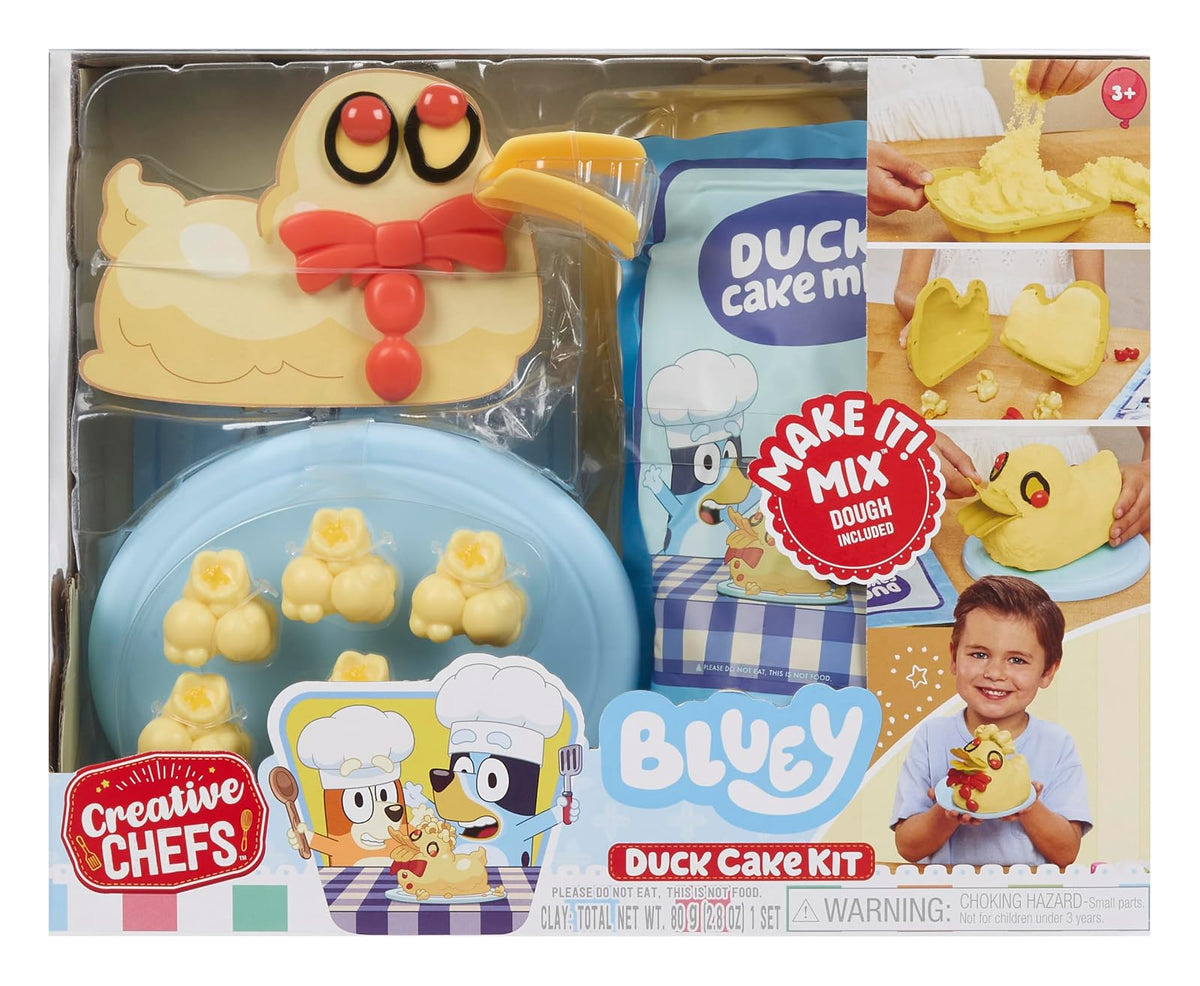 Little Tikes, Creative Chefs Bluey Kit de Pastel de Patito, Juguetes de Cocina, Incluye Arena Make-It! Mix, +3 Años