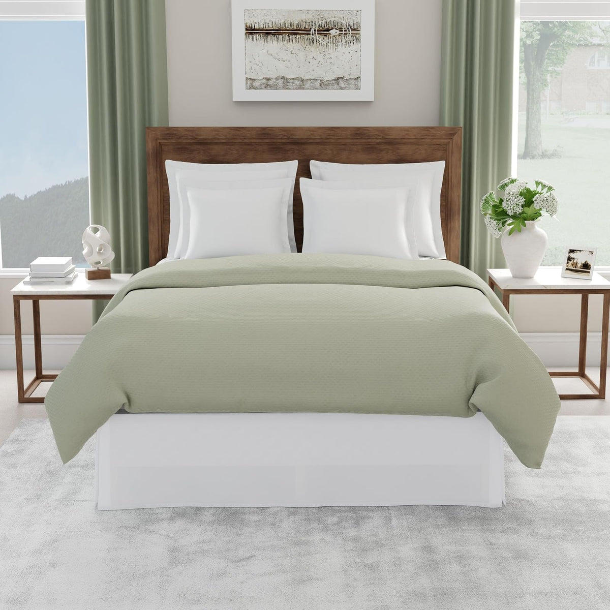 Today’s Home Contemporary Tailored Bed Skirt, Microfiber, 14" Drop Length, Queen, White