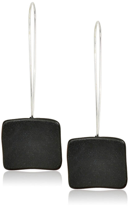 Robert Lee Morris Soho - Pendientes largos para mujer, diseño cuadrado escultórico, color negro, talla única