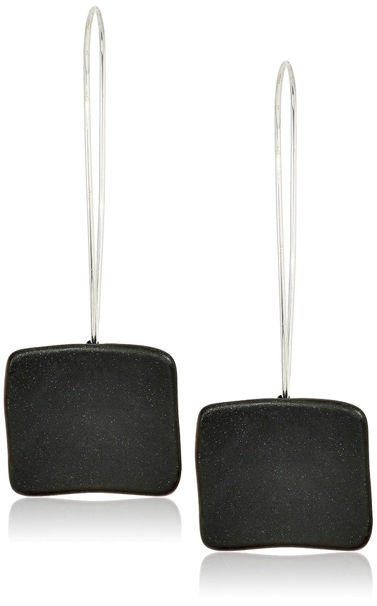 Robert Lee Morris Soho - Pendientes largos para mujer, diseño cuadrado escultórico, color negro, talla única