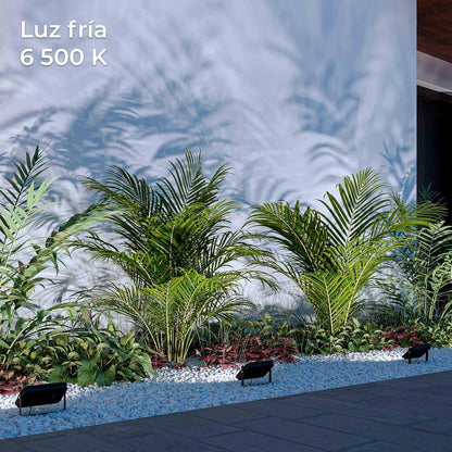 ILLUX Reflector LED Exterior 30W, Luz Fría 6500K, Impermeable IP65, Sobreponer en Piso, Negro, Iluminación para Fachadas y Jardines RL-3630.N65