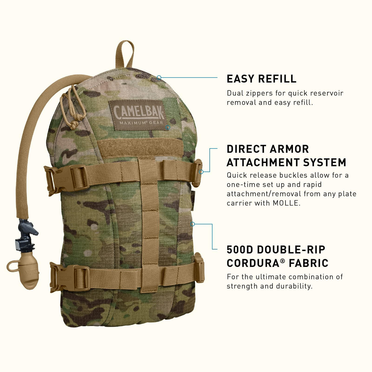 CamelBak ArmorBak Paquete de hidratación, con depósito Crux de 100 onzas (3.0 L) Mil-Spec
