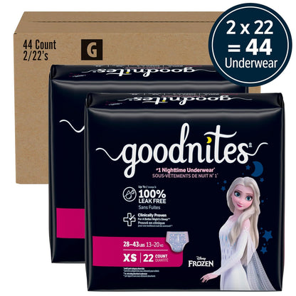 GoodNites Bedtime Underwear for Girls, XS, 44 Ct. (Packaging May Vary)