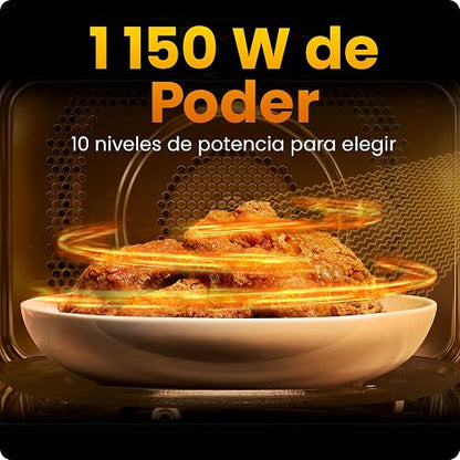 Chefman Horno De Microondas 0.7 Pies Cúbicos 8 Menús automaticos de 1150 vatios con 10 niveles de potencia, modo ecológico, memoria, función de silencio