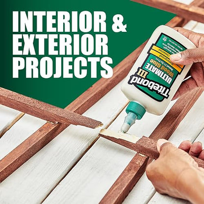 Titebond III Ultimate Wood Glue 473ml - Alta Resistencia - Impermeable - Adherencia - Carpintería - Hecho en USA