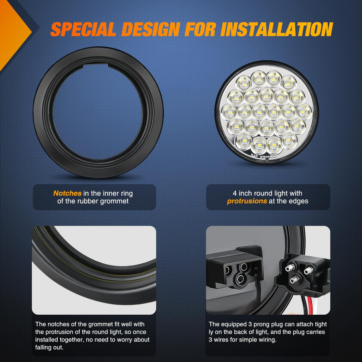 Nilight 4 Luces Traseras Redondas LED 4 in, Rojo/Blanco, Freno e Intermitente, IP67, 12 V, TL-194