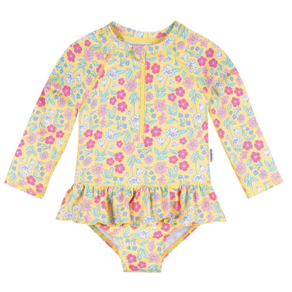 Gerber Traje de Baño de una Pieza, Manga Larga, para Niña - Floral - 5 Años