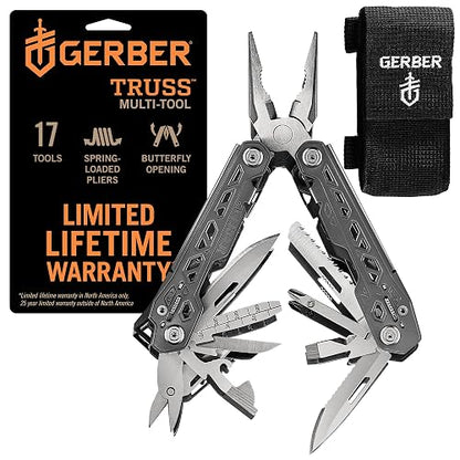 Gerber Bear Grylls Ultimate - Herramienta multiusos | Multiherramienta EDC 17 en 1, alicates de punta de aguja, cuchillo, destornillador, funda incluida, camping y pesca