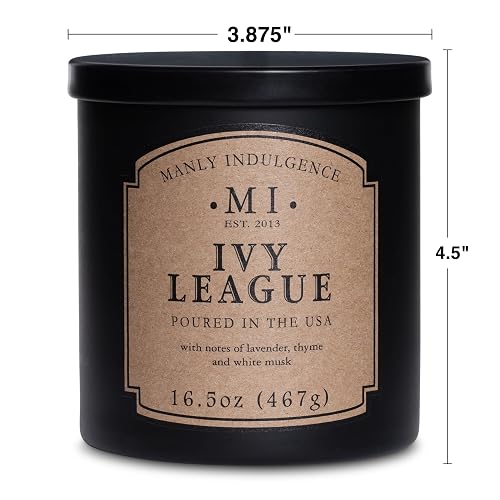 Manly Indulgence Ivy League - Velas perfumadas para hombres, 16 onzas, vela del día del padre, 60 horas, velas perfumadas para el hogar, fabricadas en los Estados Unidos