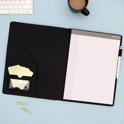 Cielo azul profesional piel Pad Folio, 24,1 x 30,5 cm Negro, Papel Bloc de notas incluido (14714)